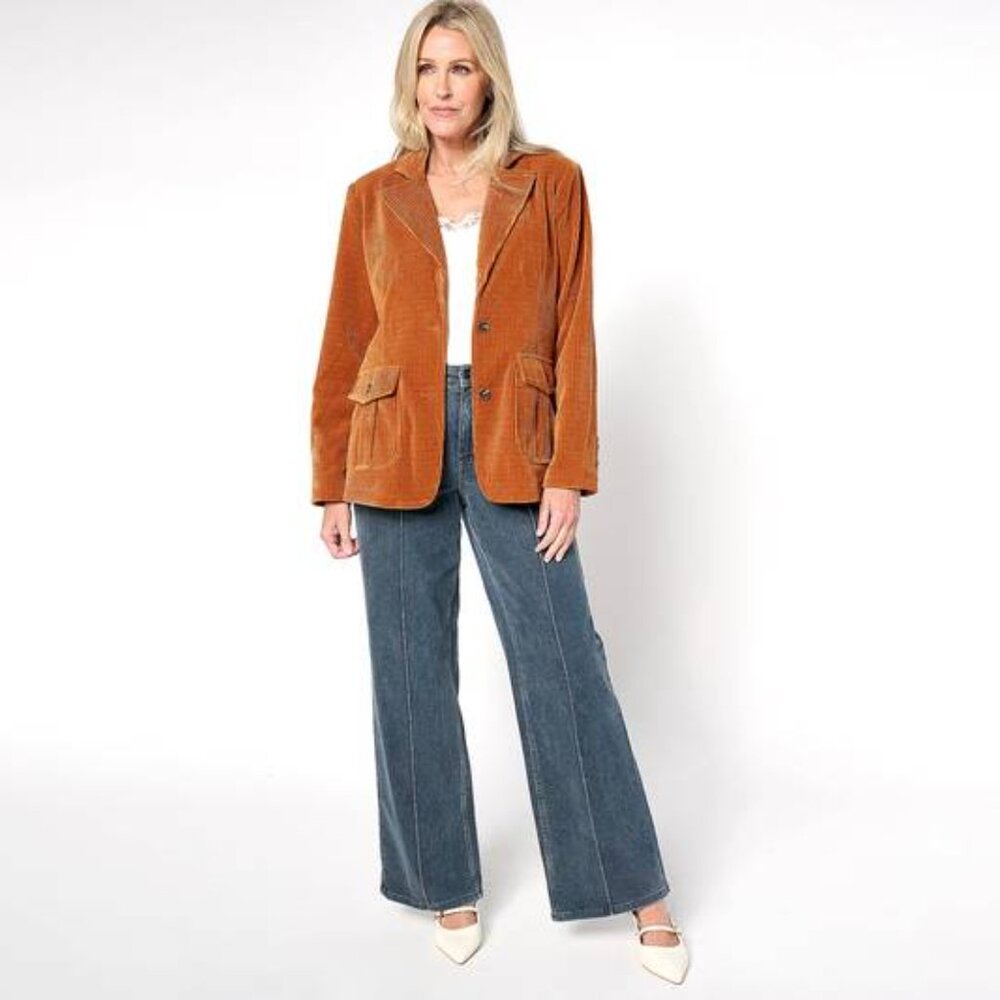 NEW STACY LONDON Womens Jacket Tobacco Orange Button Front  Corduroy Size 1X